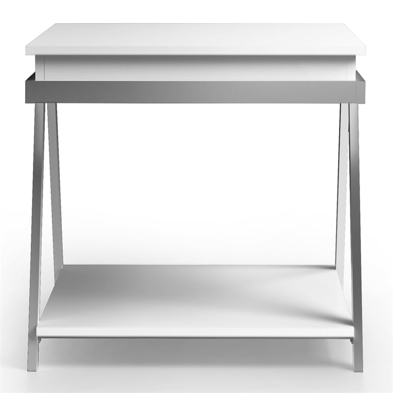 Furniture of America Becti Contemporary Wood 1-Shelf End Table in White