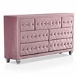 Furniture of America Gijit Glam Fabric 2-Piece Dresser and Mirror Set in Pink