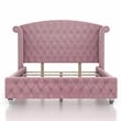 Furniture of America Gijit Glam Fabric Wingback Tufted Full Bed in Pink