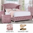 Furniture of America Gijit Glam Fabric Wingback Tufted Full Bed in Pink