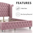FOA Gijit 3-Piece Pink Fabric Wingback Bedroom Set - Twin + 2 Nightstands