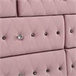 FOA Gijit 5pc Pink Fabric Bedroom Set - Full + 2 Nightstands + Dresser + Mirror