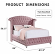 FOA Gijit 5pc Pink Fabric Bedroom Set - Twin + 2 Nightstands + Dresser + Mirror