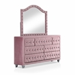 FOA Gijit 5pc Pink Fabric Bedroom Set - Twin + 2 Nightstands + Dresser + Mirror