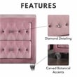 Furniture of America Gijit Glam Fabric Upholstered 2-Drawer Nightstand in Pink