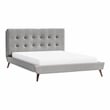Furniture of America Macki Mid-century Modern Fabric Tufted Cal King Bed in Gray