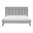 Furniture of America Macki Mid-century Modern Fabric Tufted Cal King Bed in Gray