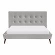 Furniture of America Macki Mid-century Modern Fabric Tufted King Bed in Gray