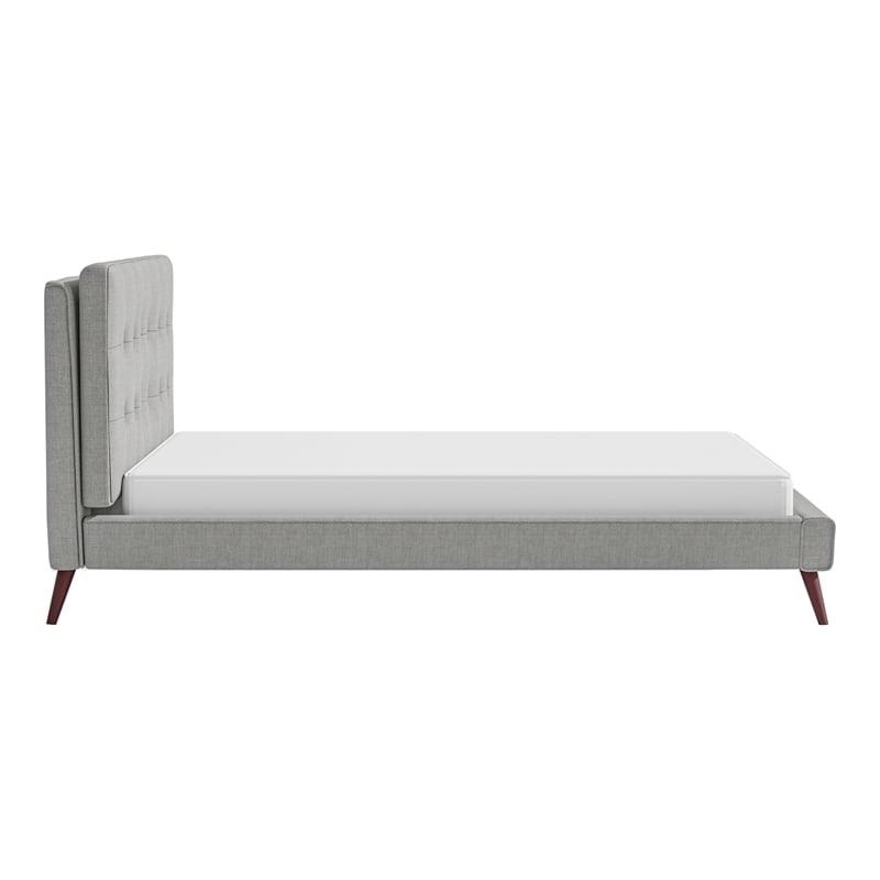 Furniture of America Macki Mid-century Modern Fabric Tufted King Bed in Gray