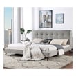 Furniture of America Macki Mid-century Modern Fabric Tufted King Bed in Gray