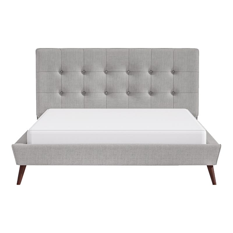 Furniture of America Macki Mid-century Modern Fabric Tufted Queen Bed in Gray