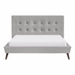Furniture of America Macki Mid-century Modern Fabric Tufted Queen Bed in Gray