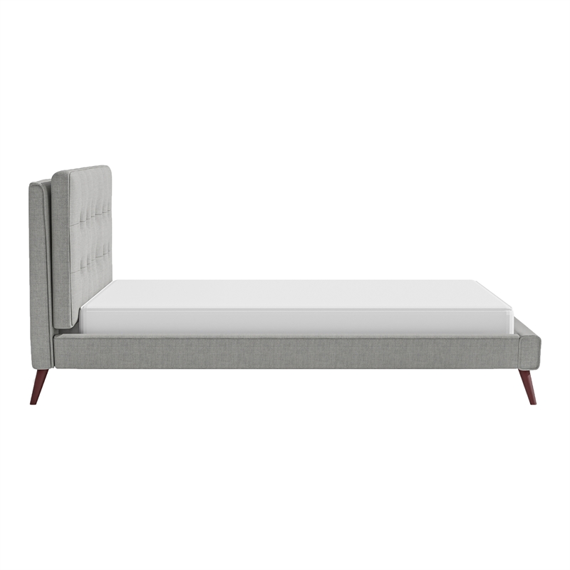 Furniture of America Macki Mid-century Modern Fabric Tufted Queen Bed in Gray