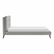 Furniture of America Macki Mid-century Modern Fabric Tufted Queen Bed in Gray