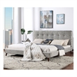 Furniture of America Macki Mid-century Modern Fabric Tufted Queen Bed in Gray