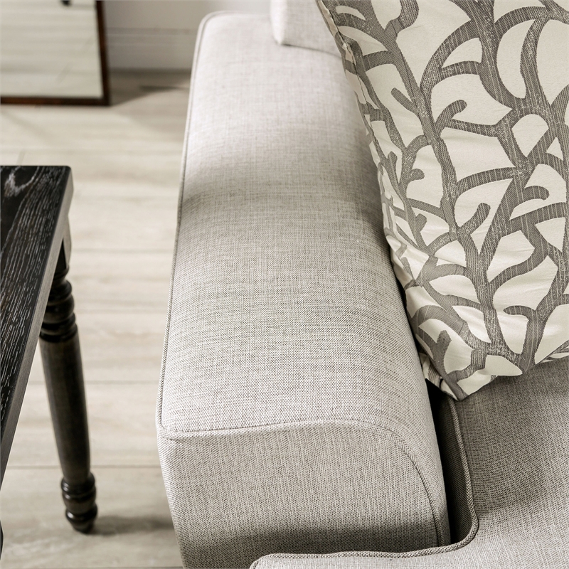 Furniture of America Wendl Fabric Light Gray Nailhead Trim Sofa and Care Kit