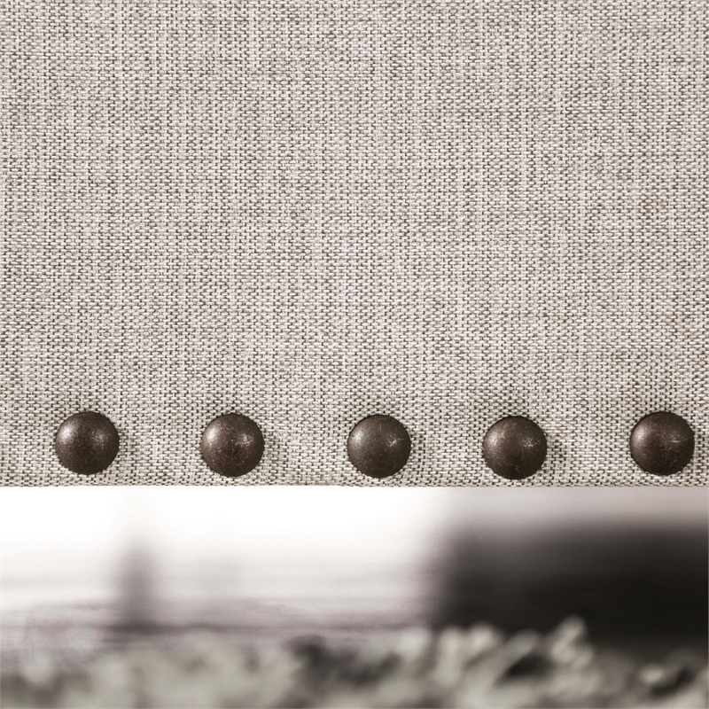 Furniture of America Wendl Fabric Light Gray Nailhead Trim Sofa and Care Kit