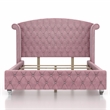 FOA Cyndi 3pc Pink Fabric Bedroom Set- Full + 2 Nightstands and Care Kit