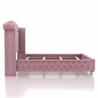 FOA Cyndi 3pc Pink Fabric Bedroom Set- Full + 2 Nightstands and Care Kit