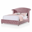 FOA Cyndi 3pc Pink Fabric Bedroom Set- Full + 2 Nightstands and Care Kit