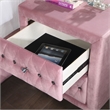 FOA Cyndi 3pc Pink Fabric Bedroom Set- Full + 2 Nightstands and Care Kit