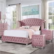 FOA Cyndi 3pc Pink Fabric Bedroom Set - Twin + 2 Nightstands and Care Kit