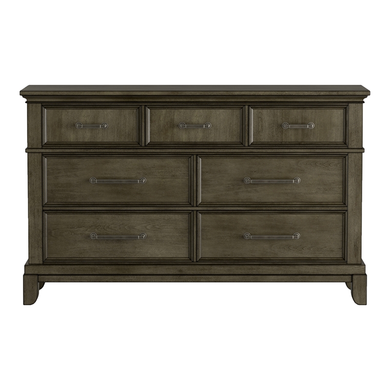 Furniture of America Parro Traditional Wood 7-Drawer Gray Dresser and Care Kit