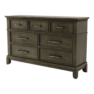 Furniture of America Parro Traditional Wood 7-Drawer Gray Dresser and Care Kit