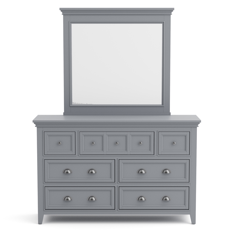 Furniture of America Ender Wood 7-Drawer Gray Dresser with Mirror and Care Kit