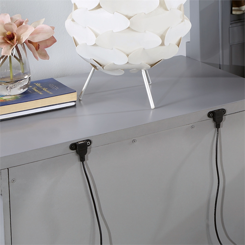 Furniture of America Ender Wood Gray Nightstand with USB and Care Kit