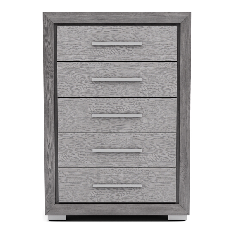 Furniture of America Iden Transitional Wood 5-Drawer Chest in Gray
