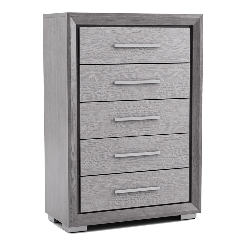 Furniture of America Iden Transitional Wood 5-Drawer Chest in Gray