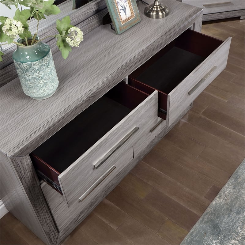 Furniture of America Iden Transitional Wood 6-Drawer Dresser in Gray