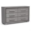Furniture of America Iden Wood 6-Drawer Dresser with LED Mirror in Gray