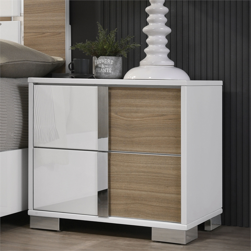 Furniture Of America Erla 3pc White Wood Bedroom Set Queen 2 Nightstands