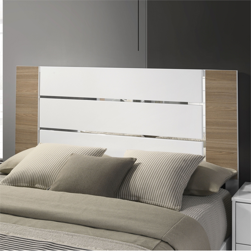 Furniture of America Erla Wood Panel California King Bed in White and Natural