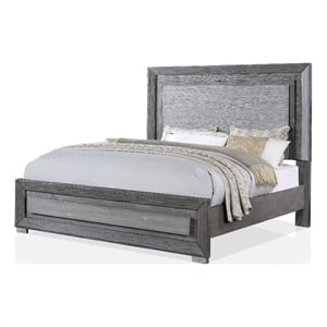 Furniture of America Iden Wood Queen Bed with LED Light in Gray