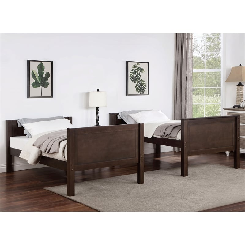 Furniture of America Tam Transitional Wood Twin over Twin Bunk Bed in Walnut