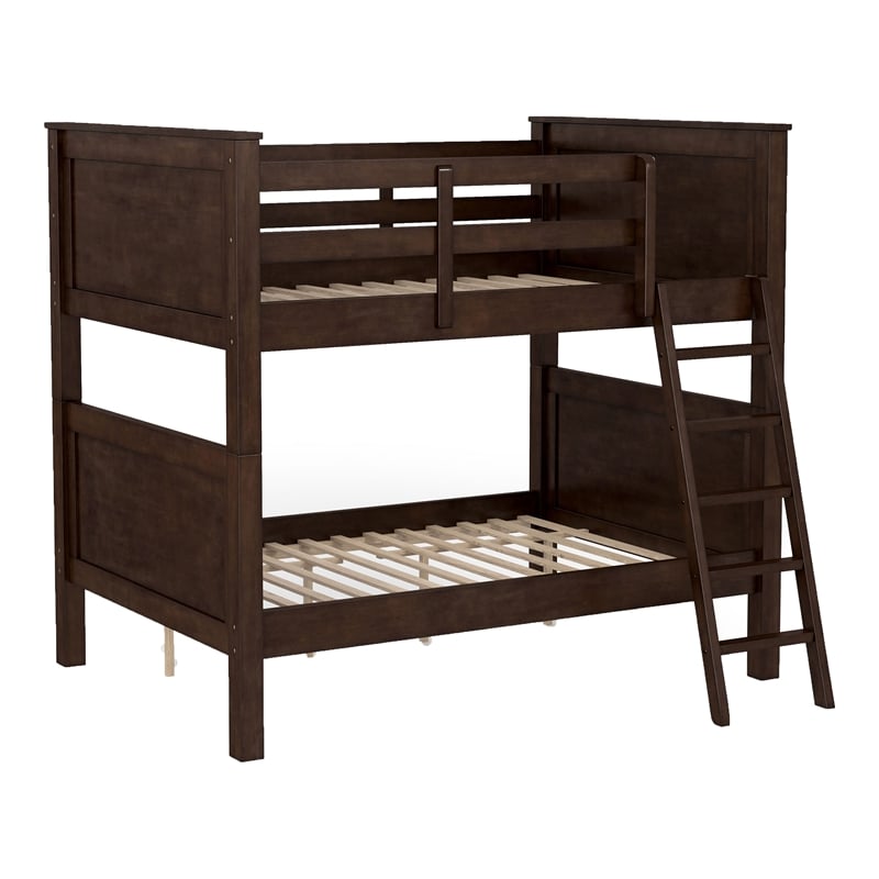 Furniture of America Tam Transitional Wood Twin over Twin Bunk Bed in Walnut