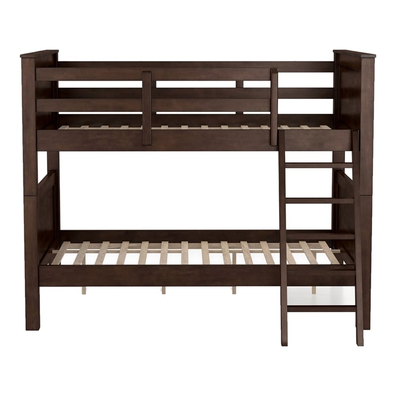 Furniture of America Tam Transitional Wood Twin over Twin Bunk Bed in Walnut