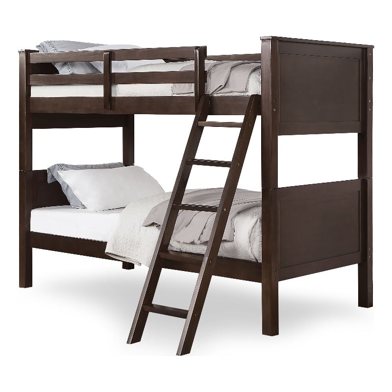 Furniture of America Tam Transitional Wood Twin over Twin Bunk Bed in Walnut