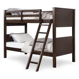 Furniture of America Tam Transitional Wood Twin over Twin Bunk Bed in Walnut