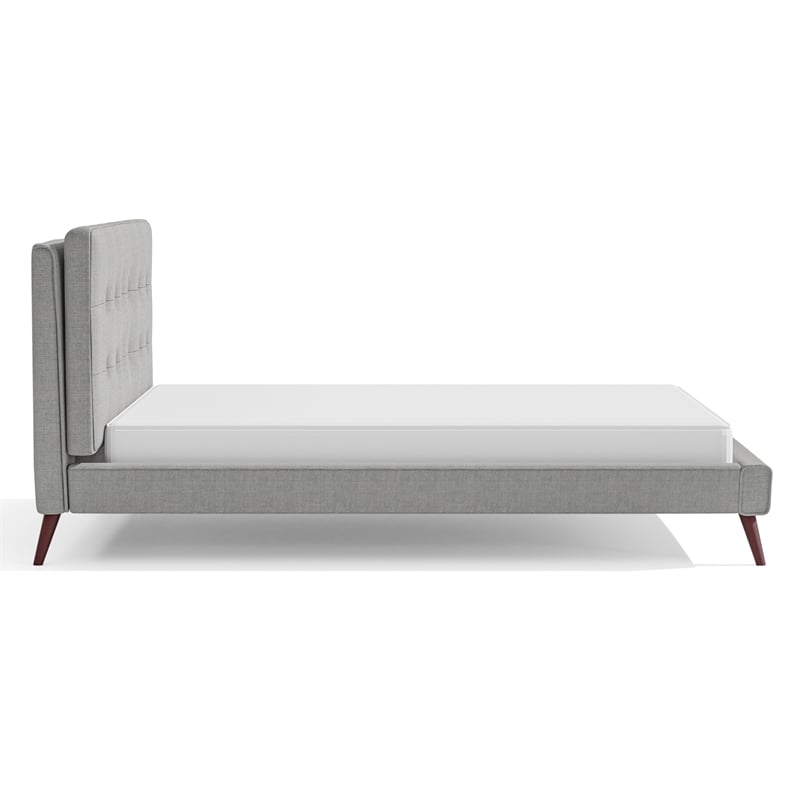 Furniture of America Macki Mid-Century Modern Fabric Tufted Full Bed in Gray