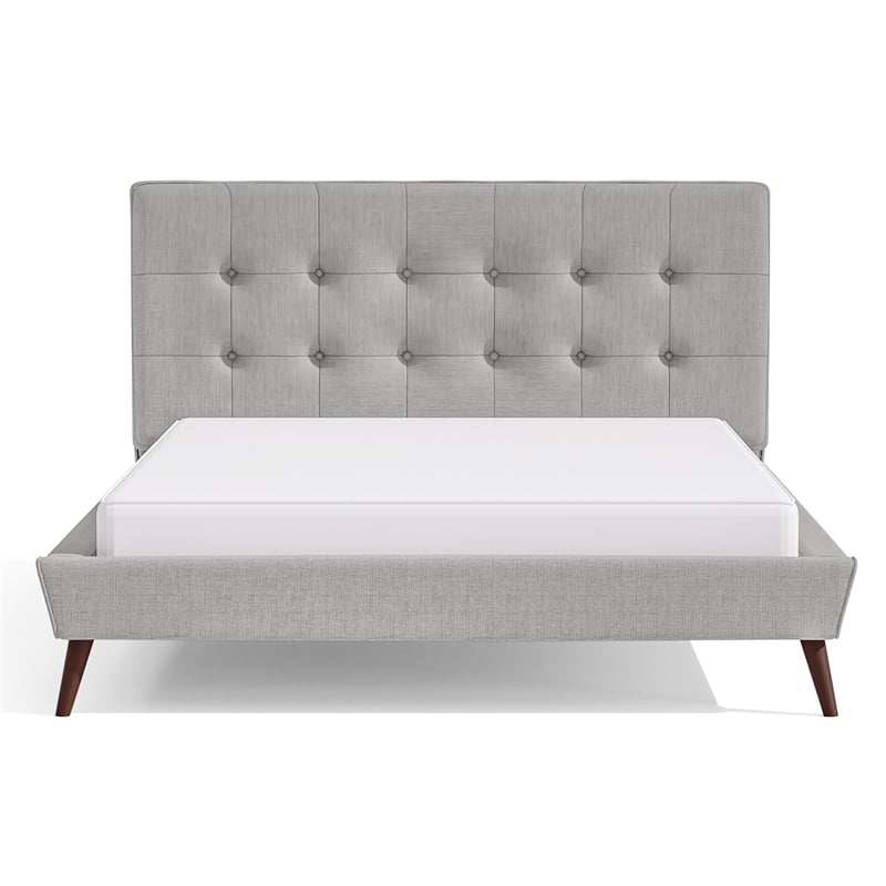 Furniture of America Macki Mid-Century Modern Fabric Tufted Full Bed in Gray