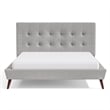 Furniture of America Macki Mid-Century Modern Fabric Tufted Full Bed in Gray