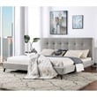 Furniture of America Macki Mid-Century Modern Fabric Tufted Full Bed in Gray