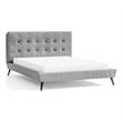 Furniture of America Macki Mid-Century Modern Fabric Tufted Full Bed in Gray