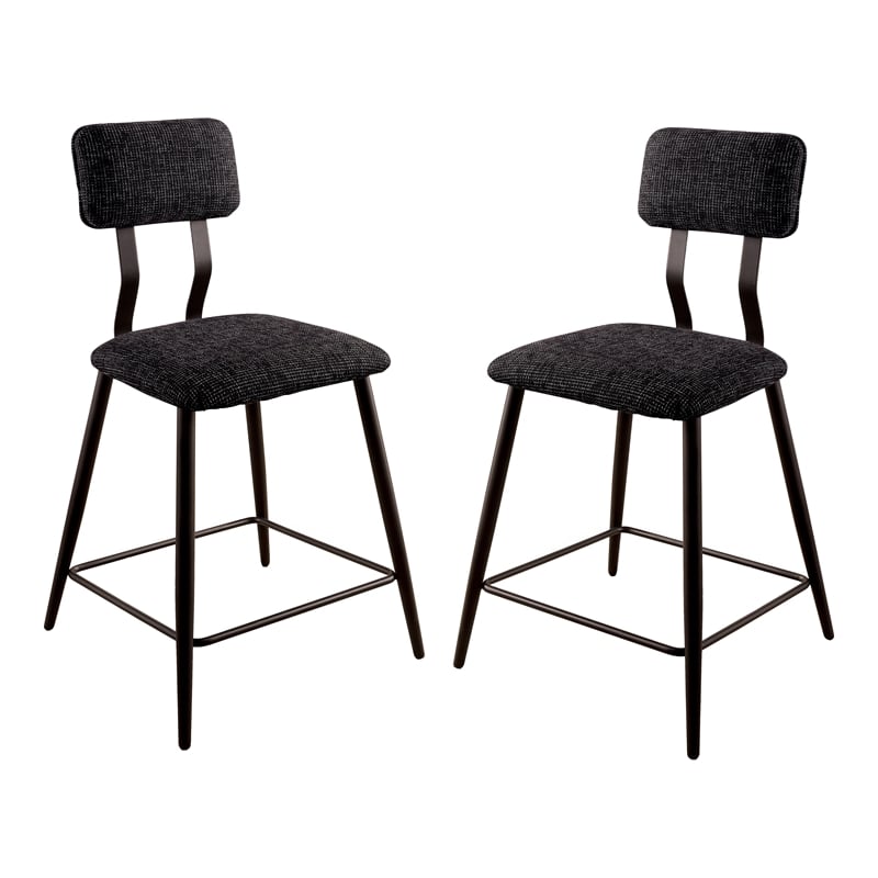Furniture of America Lionna Metal Padded Counter Chairs in Black (Set of 2)