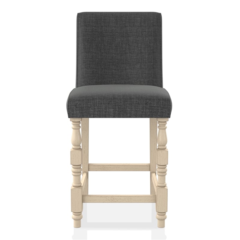Furniture of America Weighton Fabric Counter Chairs in Ivory and Gray (Set of 2)