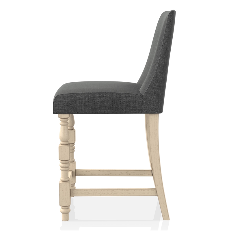 Furniture of America Weighton Fabric Counter Chairs in Ivory and Gray (Set of 2)